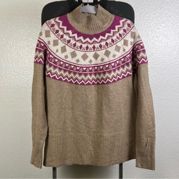 Tahari | Cowl Neck Sweater - Tan and Purple - Picture 1 of 10